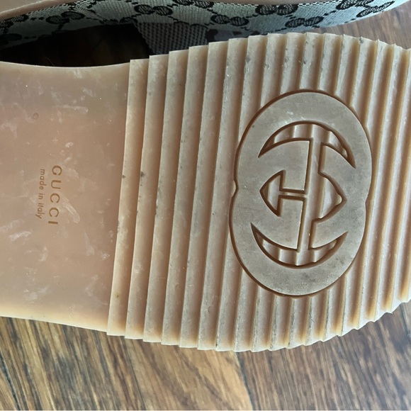 GUCCI GG maxi logo platform canvas Angelina slide sandals size 38.5 8.5 - Picture 8 of 11
